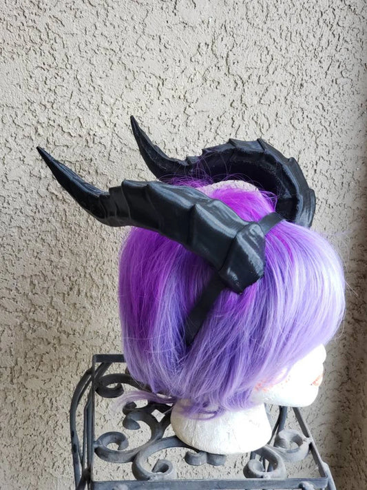 Serpentine Large Dragon horns Snake Dragon 3d printed horns on headband dragon costume headdress large goat horns beast horns dinosaur