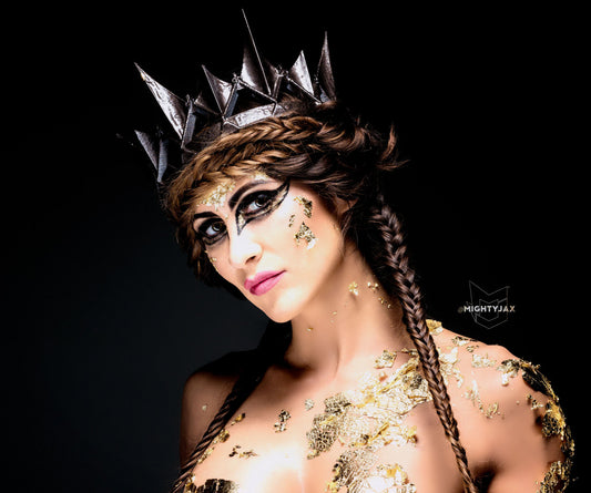 The dark queen Burnished Amber bronze crown Ravenna Inspired Adult queen crown 3d printed - Mud And Majesty