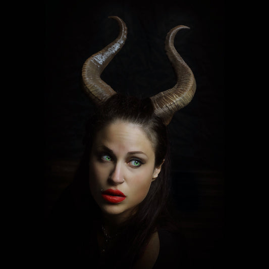 NEW PREMIUM! 13" curve Maleficent Inspired Horns  3D Printed (Ultra Light Weight Plastic) Suitable for adults comic-con - Mud And Majesty