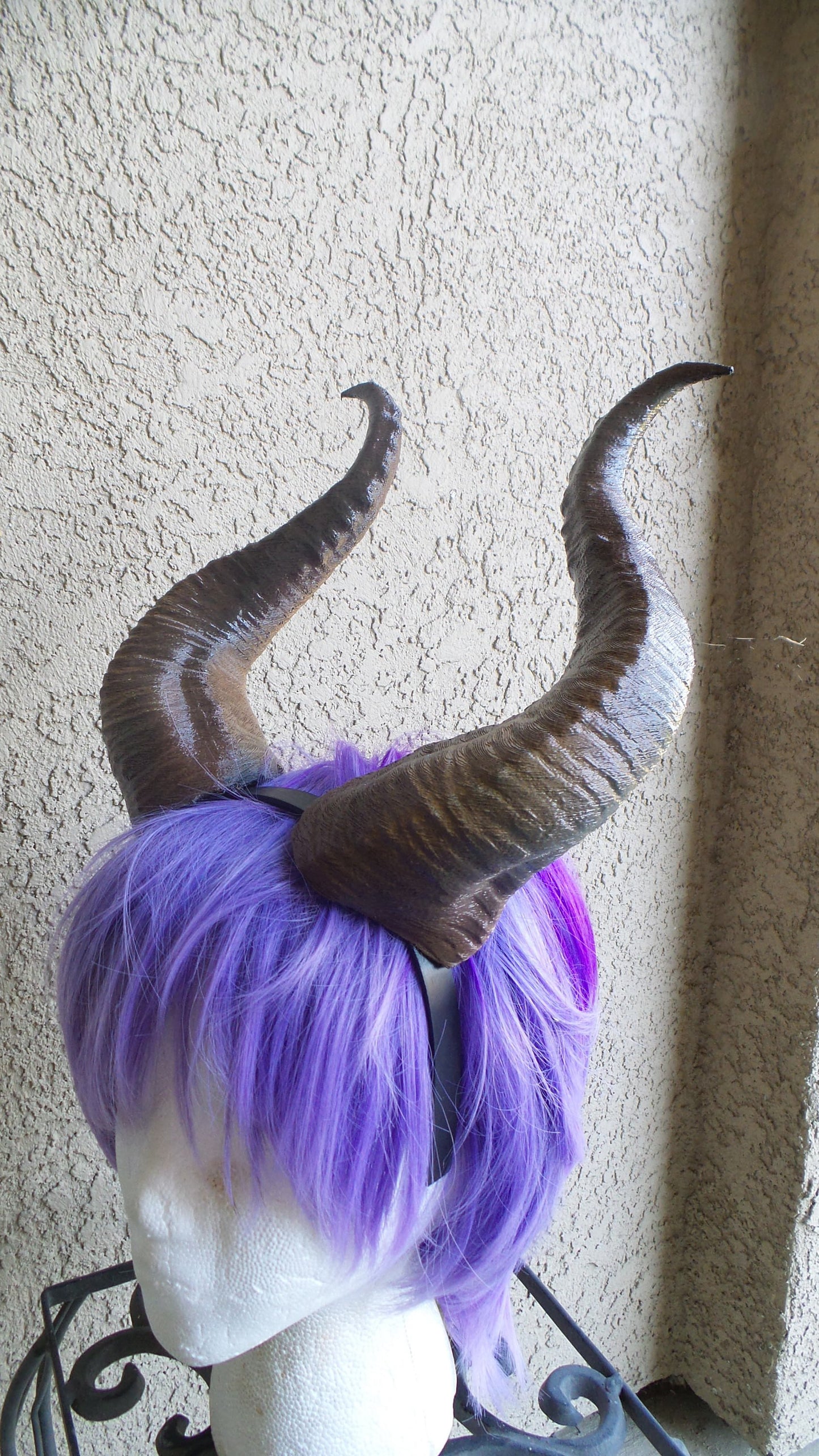 NEW PREMIUM! 13" curve Maleficent Inspired Horns  3D Printed (Ultra Light Weight Plastic) Suitable for adults comic-con - Mud And Majesty