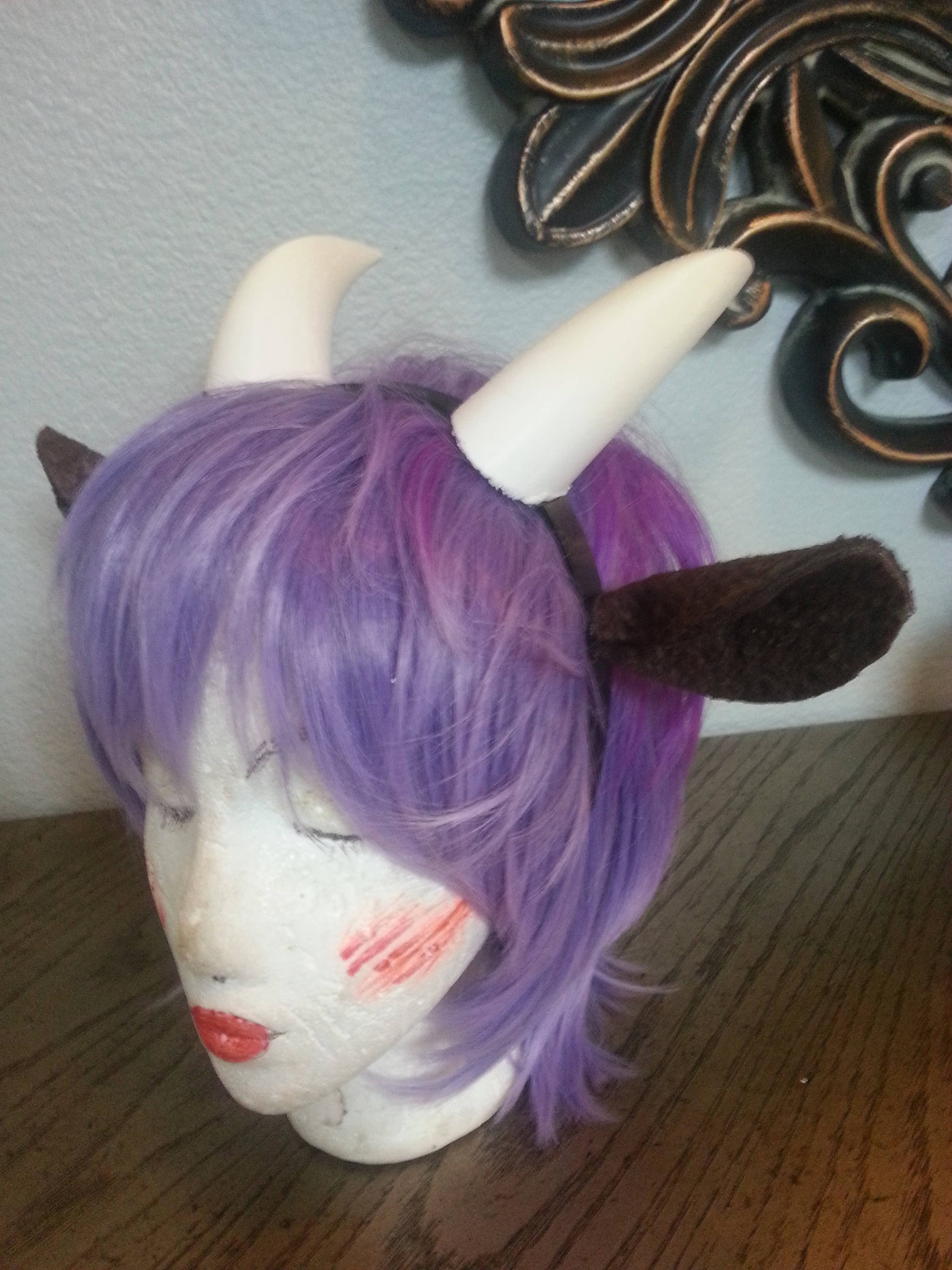 Goat fantasy 3d printed horns with ears option on headband theatre prop stag prop - Mud And Majesty