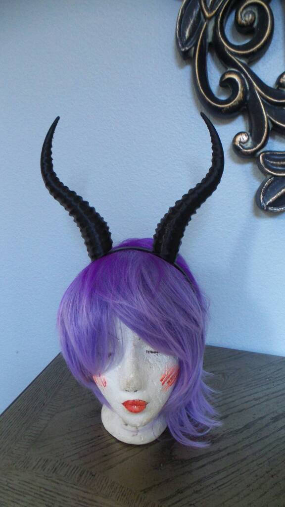 Gazelle horned headband Elvish Larp headdress black animal horns 3D print - Mud And Majesty