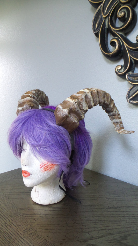 NEW ARRIVAL RAM horns headband 3D printed cosplay comicon fantasy horns beastly horns wow large - Mud And Majesty