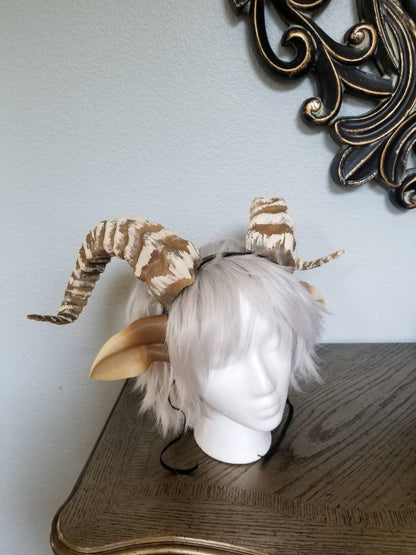 NEW ARRIVAL RAM horns headband 3D printed cosplay comicon fantasy horns beastly horns and ears combo wow large - Mud And Majesty