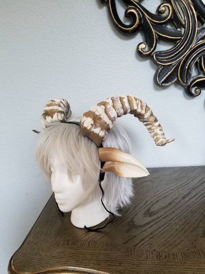 NEW ARRIVAL RAM horns headband 3D printed cosplay comicon fantasy horns beastly horns and ears combo wow large - Mud And Majesty