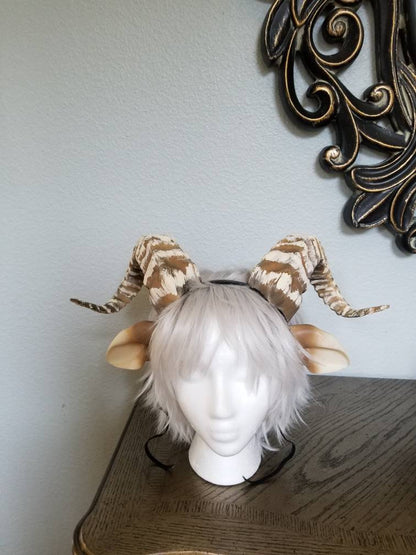 NEW ARRIVAL RAM horns headband 3D printed cosplay comicon fantasy horns beastly horns and ears combo wow large - Mud And Majesty