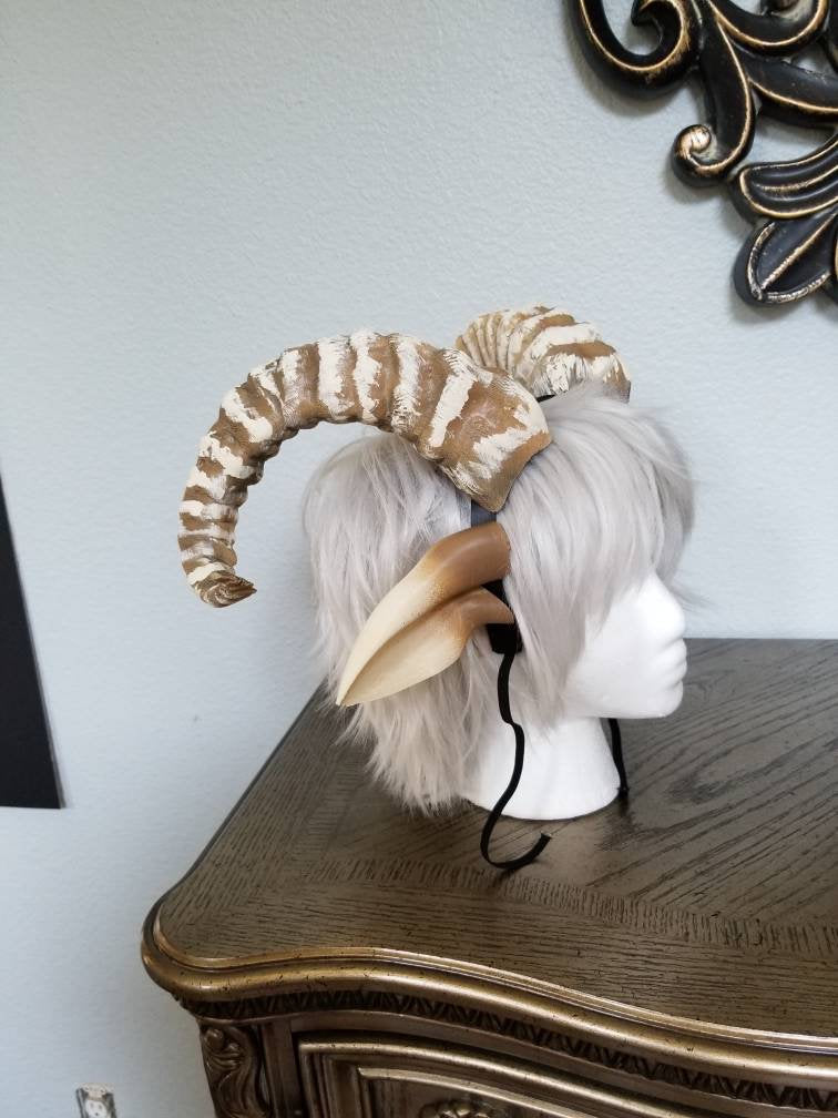 NEW ARRIVAL RAM horns headband 3D printed cosplay comicon fantasy horns beastly horns and ears combo wow large - Mud And Majesty