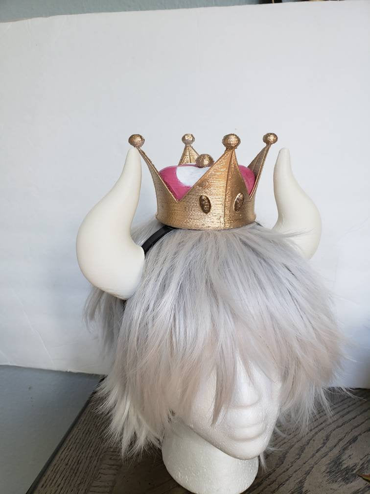 Supercrown lady Bowsette inspired horns and crown set  nintendo Matador-Bull-horns-headband comic-con cosplay horns gaming costume cow horns - Mud And Majesty