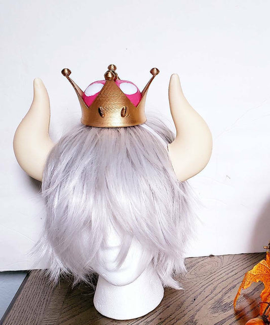 Supercrown lady Bowsette inspired horns and crown set  nintendo Matador-Bull-horns-headband comic-con cosplay horns gaming costume cow horns - Mud And Majesty