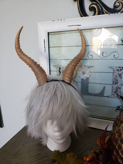 Gazelle horned headband Elvish Larp headdress black animal horns 3D print - Mud And Majesty