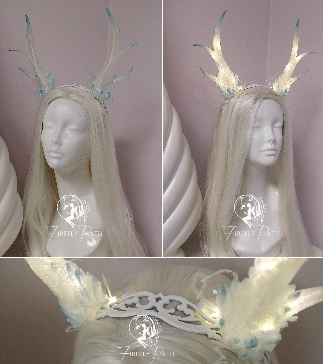 NEW ARRIVAL! Crystal ice antlers/ Deer Antlers Horns fantasy cosplay(Ultra Light Weight Plastic) Reindeer Antlers winter horns - Mud And Majesty