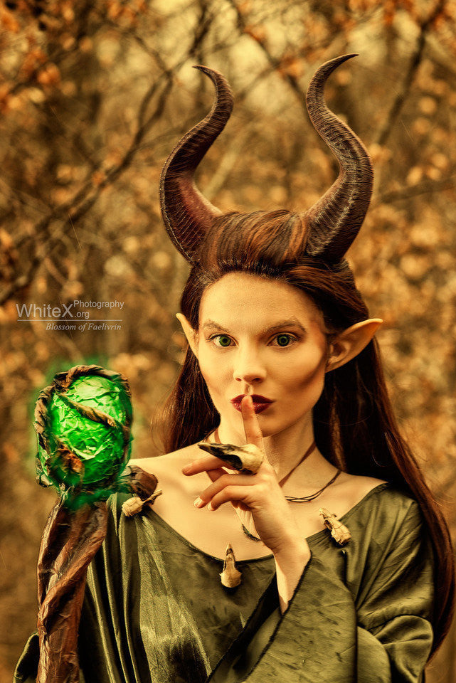 NEWLY IMPROVED! Young Maleficent Inspired 9.5" Horns  3D Printed (Ultra Light Weight Plastic) Suitable for kids and adults comic-con - Mud And Majesty