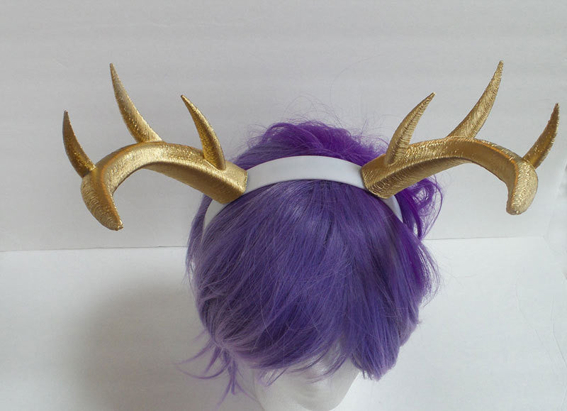 Gold Christmas Doe/Deer Antlers Horns  3D Printed (Ultra Light Weight Plastic)gold Reindeer Antlers Reindeer headdress - Mud And Majesty