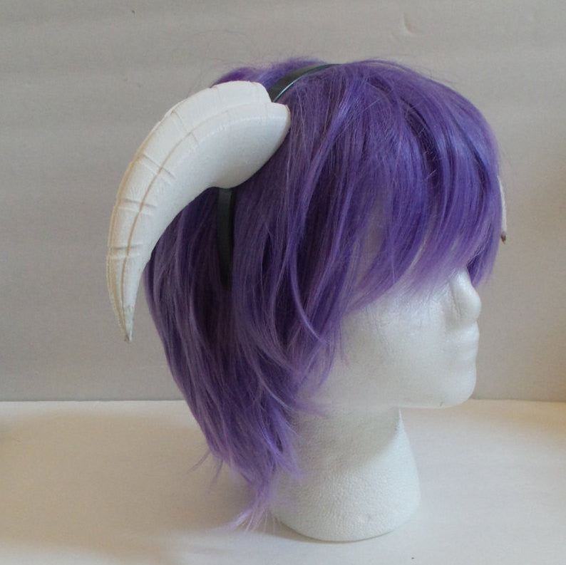 Goat fantasy 3d printed horns multi mounting and color options horns on headband black white gray - Mud And Majesty