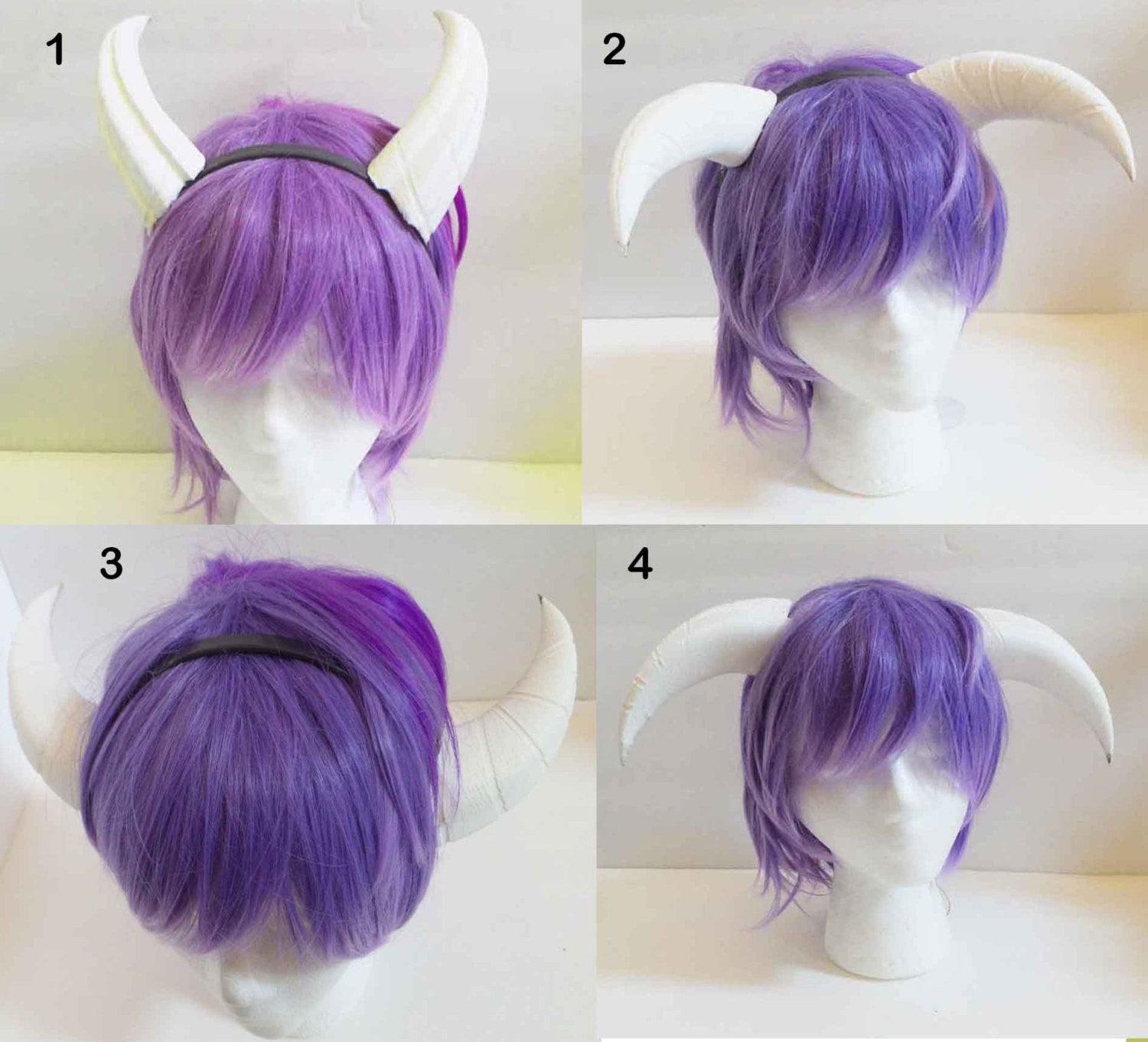 Goat fantasy 3d printed horns many multi mounting and color options horns on headband black white gray - Mud And Majesty