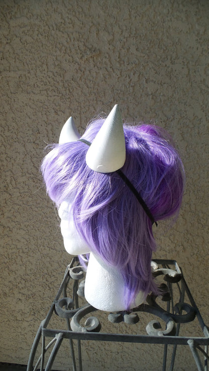 Goat fantasy 3d printed mini horns Toriel, rpg game Undertale headband gray tips small 3" - Mud And Majesty