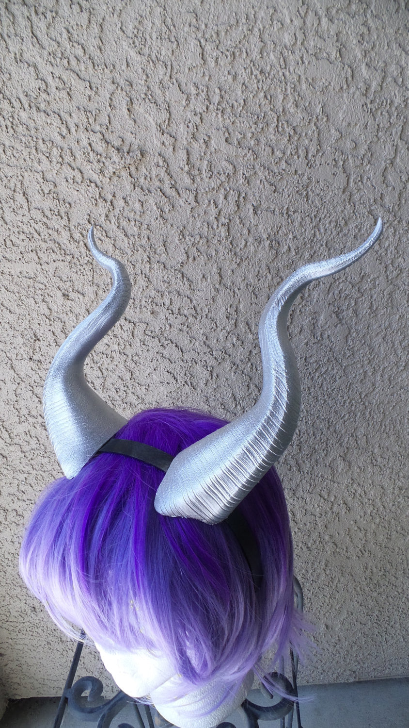 BEST SELLING! silver Classic Young Maleficent Inspired Horns  3D Printed  choose your color comic-con - Mud And Majesty