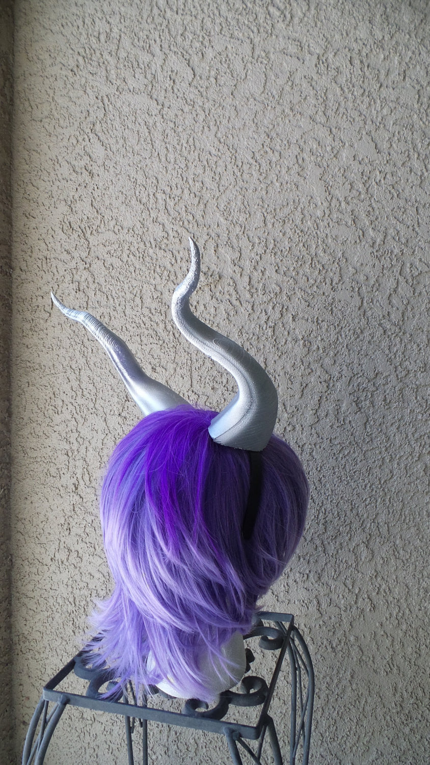 BEST SELLING! silver Classic Young Maleficent Inspired Horns  3D Printed  choose your color comic-con - Mud And Majesty